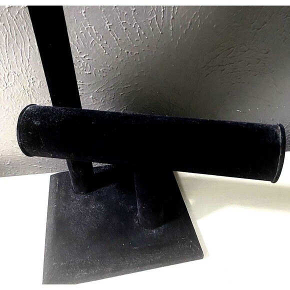 Black Velvet Jewelry Bracelet/Necklace/Watch T Bar Stand 9.5”x 11” - Picture 2 of 5
